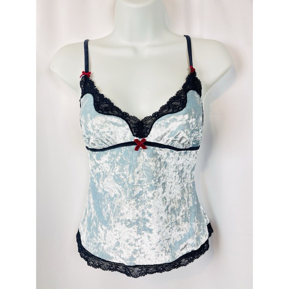 Victoria’s Secret Angels Blue Velvet Lace Cami Y2K Coquette Lingerie Small